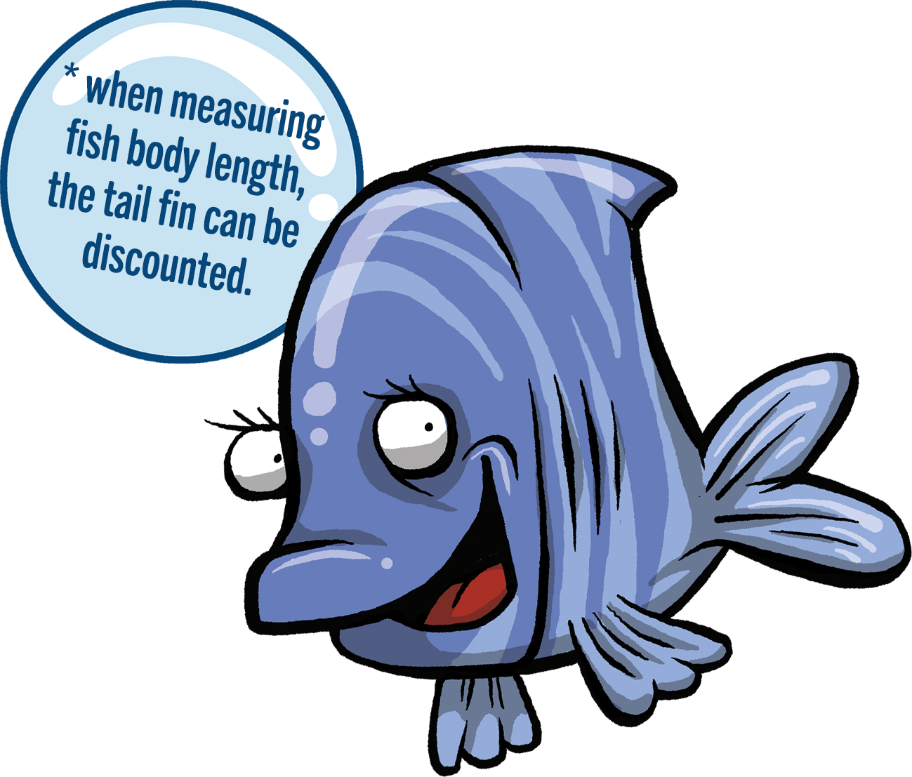 *when measuring fish body length, the tail fin can be discounted.